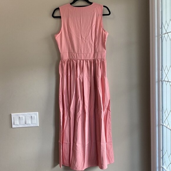 New V-Neck Sleeveless Blush Pink Summer Slit Dress Size M - Picture 4 of 6